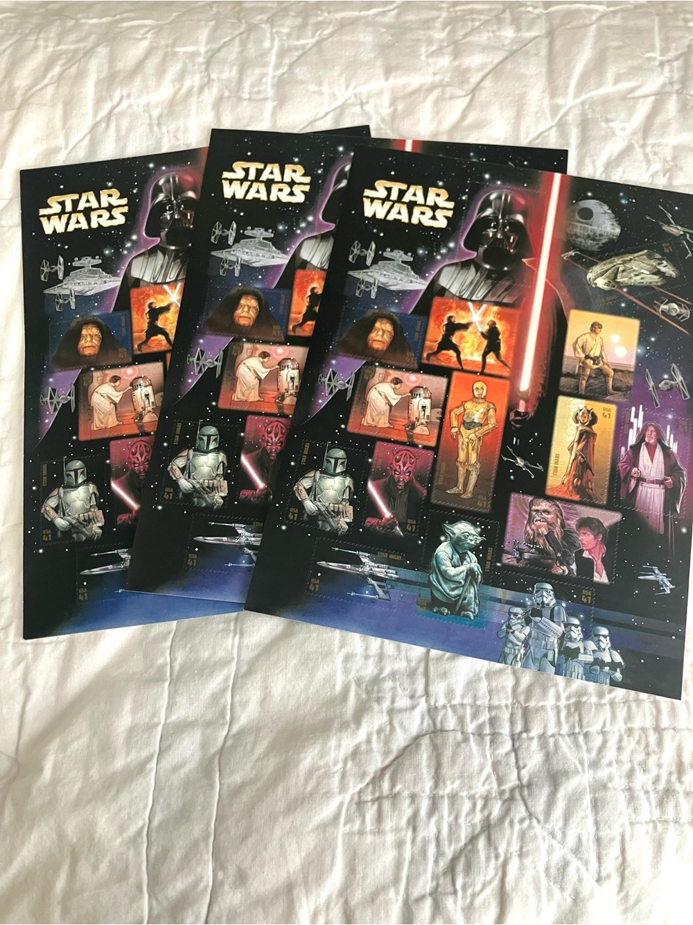 Disney Star Wars Anniversary Collection Stamps Rare three sheets brand new